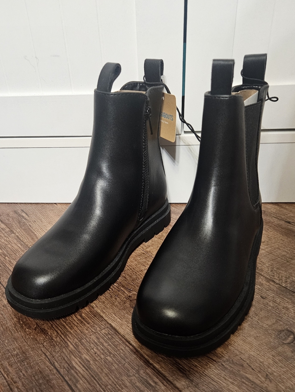 Kids Black Chelsea Boots - Classic Side-Zip Style - Size 2 - Thereabouts
